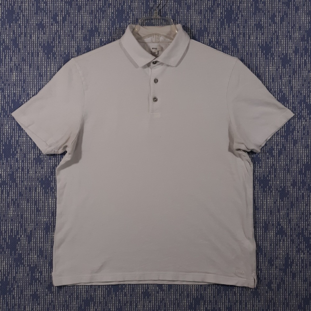 Brax Feel Good Pepe Polo Shirt Linen Cotton Blend Mens XL Runs Small White